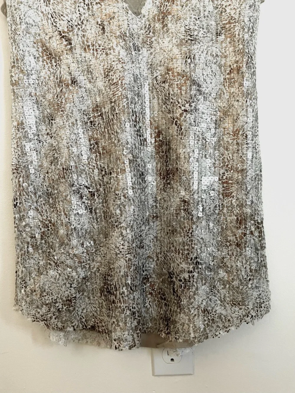 Free People Midnight Dreamer Shattered Glass Mini Dress Ivory Combo XS EUC